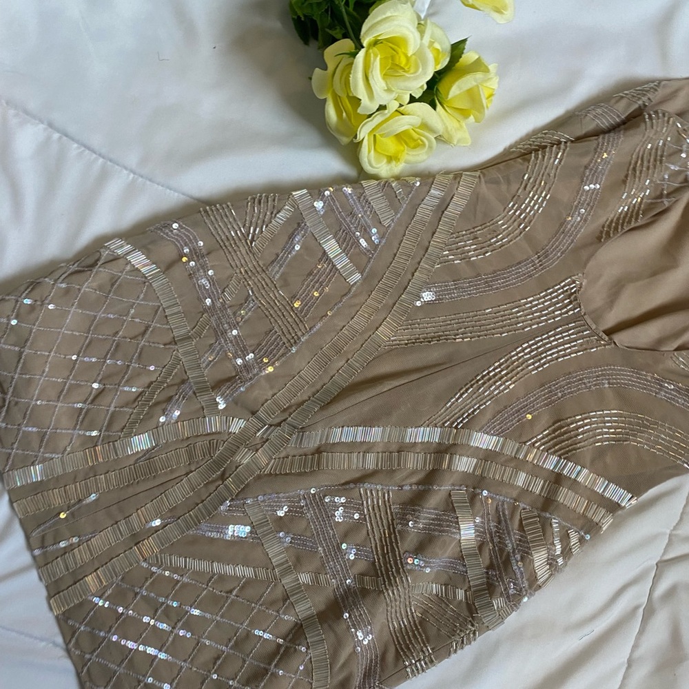 Bebe, size xs, embellished dress, nude color